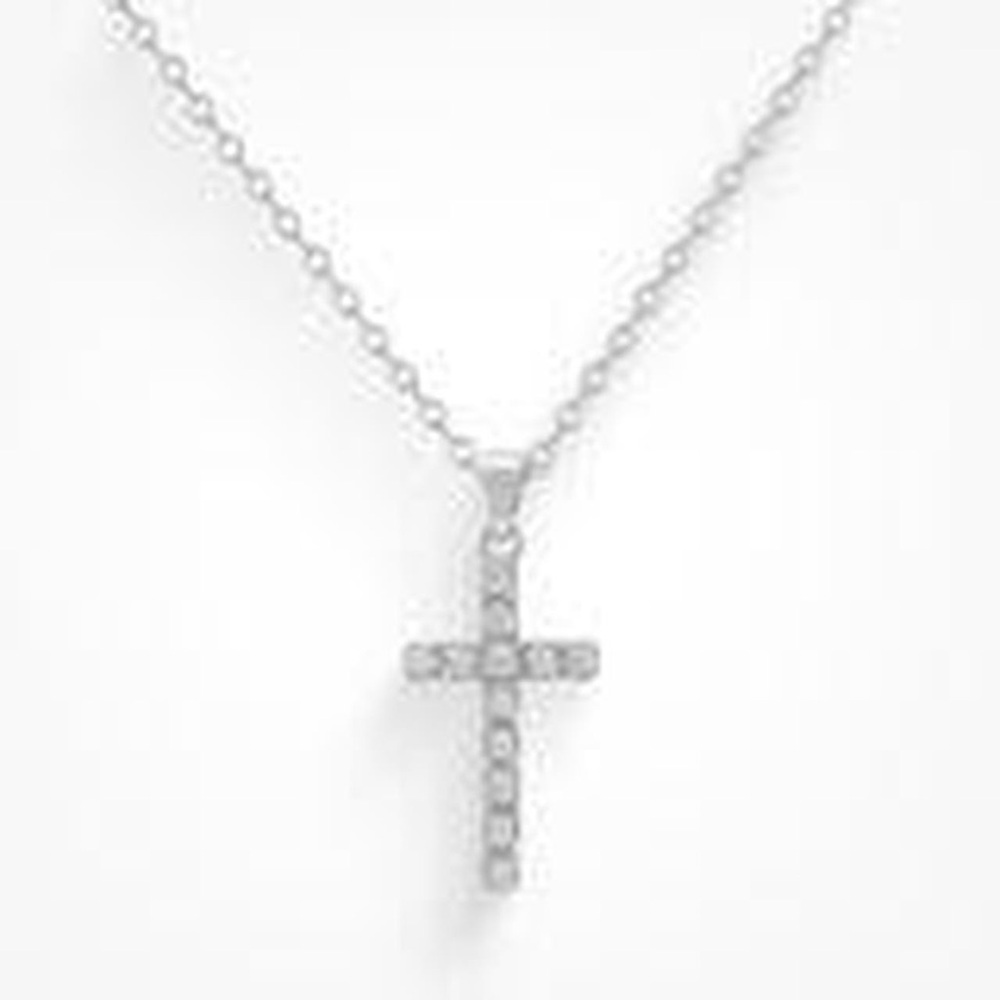 silver diamond cross necklace never worn